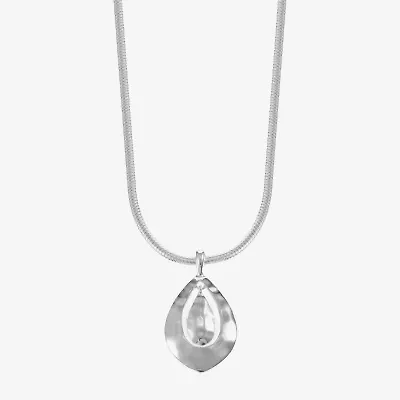 Liz Claiborne Silver Tone Womens 17 Inch Pendant Necklace