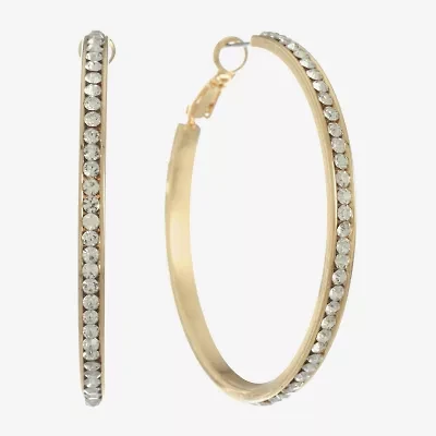 Monet Jewelry Gold Tone Crystal Womens 50mm Hypoallergenic Hoop Earrings