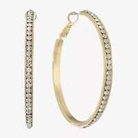 Monet Jewelry Gold Tone Crystal Womens 50mm Hypoallergenic Hoop Earrings