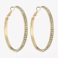 Monet Jewelry Gold Tone Crystal Womens 50mm Hypoallergenic Hoop Earrings