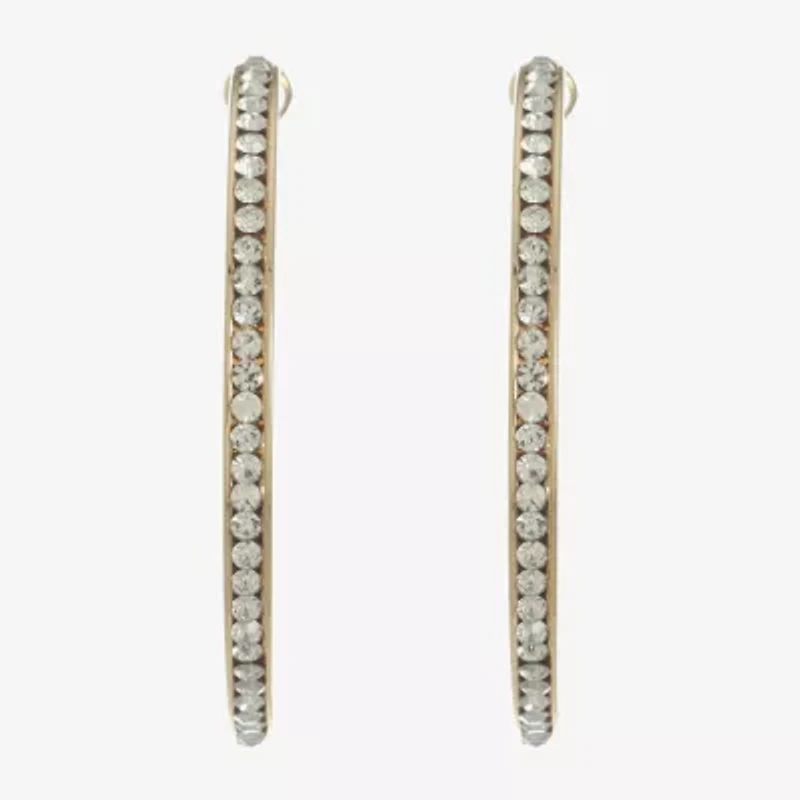 Monet Jewelry Gold Tone Crystal Womens 50mm Hypoallergenic Hoop Earrings