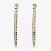 Monet Jewelry Gold Tone Crystal Womens 50mm Hypoallergenic Hoop Earrings