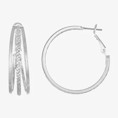 Liz Claiborne Medium Womens 38.2mm Hypoallergenic Hoop Earrings