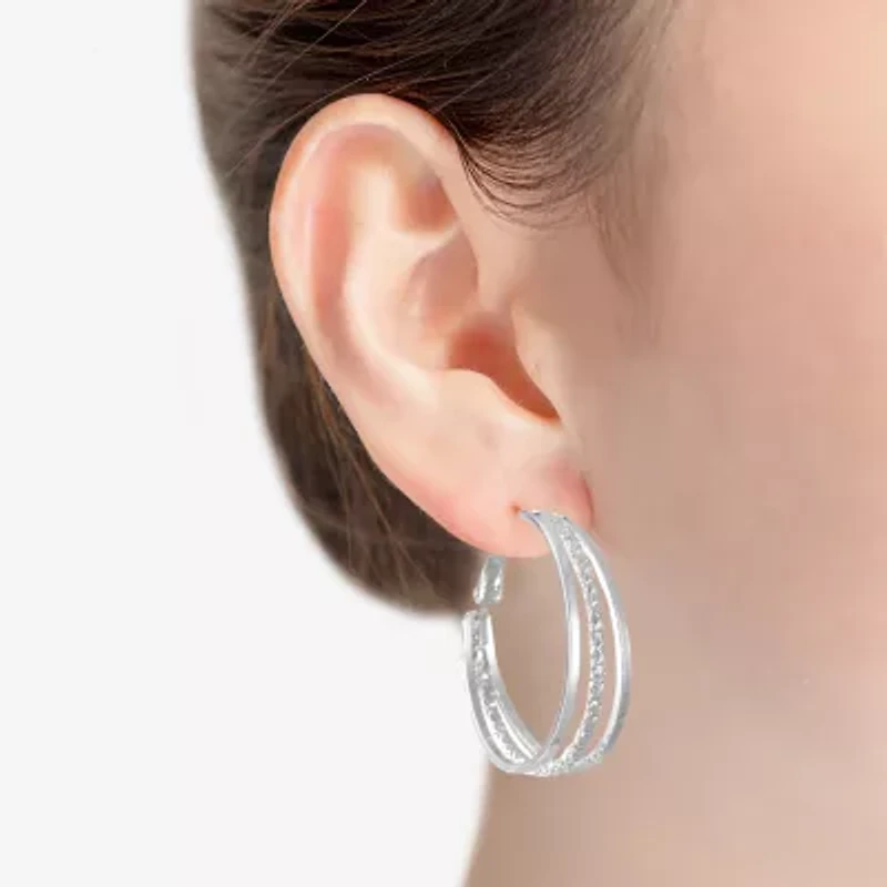 Liz Claiborne Medium Womens 38.2mm Hypoallergenic Hoop Earrings