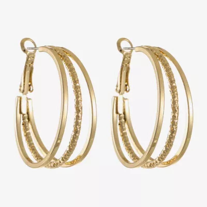 Liz Claiborne Medium Womens 38.2mm Hypoallergenic Hoop Earrings