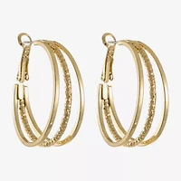 Liz Claiborne Medium Womens 38.2mm Hypoallergenic Hoop Earrings