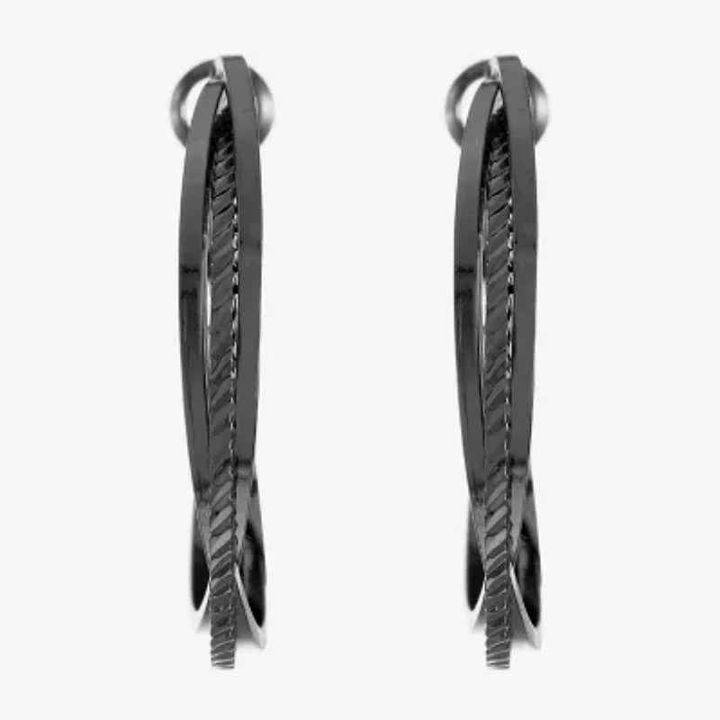 Liz Claiborne® Hypoallergenic Hematite Multi-Layer Hoop Earrings