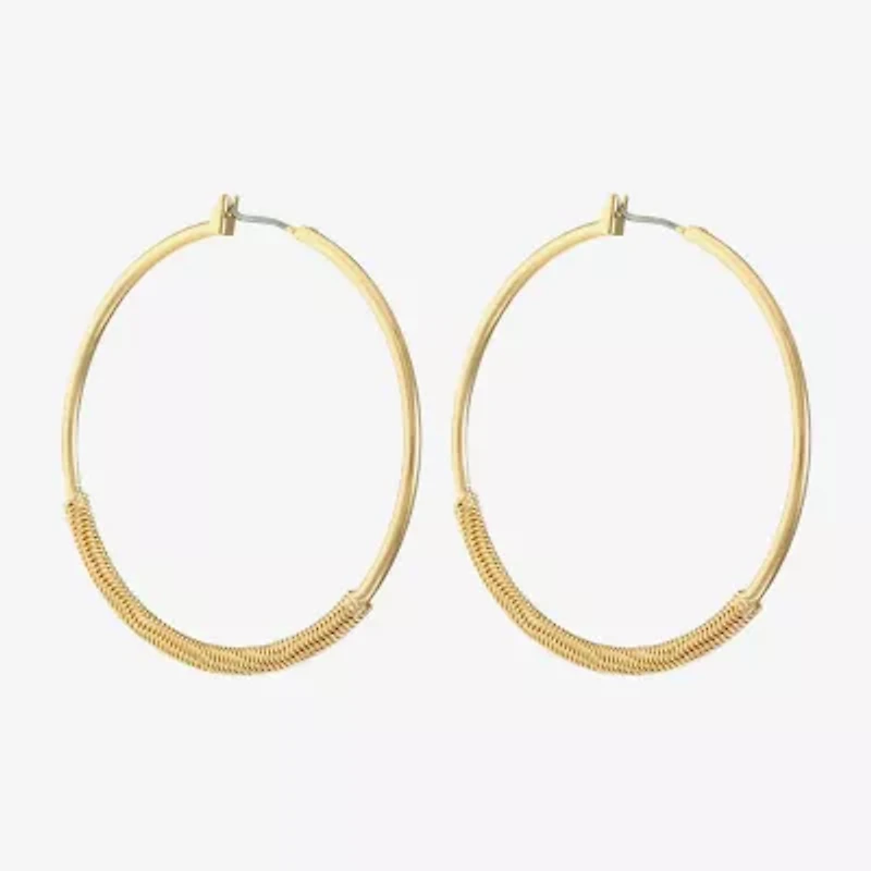 Monet Jewelry Gold Tone Womens 47mm Hypoallergenic Hoop Earrings