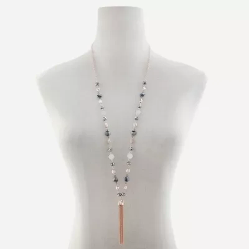 Liz Claiborne Tri Tone Womens Round 34 Inch Pendant Necklace