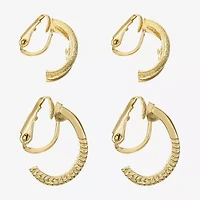 Monet Jewelry Gold Tone Clip On Huggie Womens 2 Pair Earring Set
