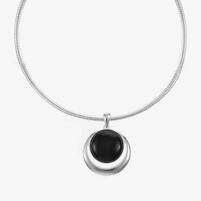 Liz Claiborne Womens Black 17 Inch Pendant Necklace