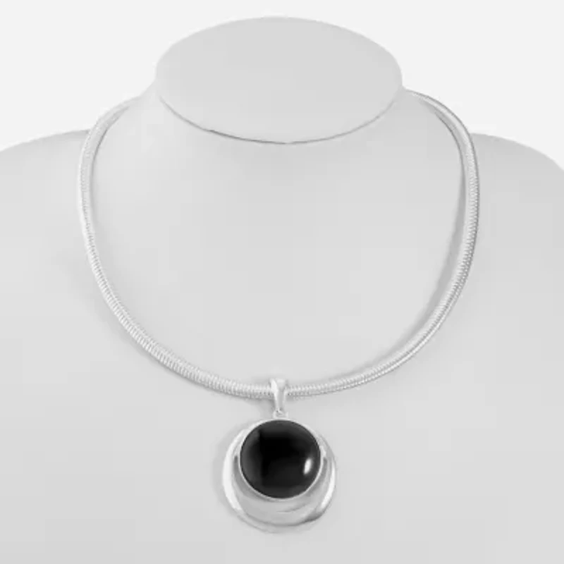 Liz Claiborne Womens Black 17 Inch Pendant Necklace