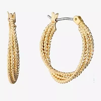 Monet Jewelry Gold Tone Twist Womens 22mm Hypoallergenic Hoop Earrings