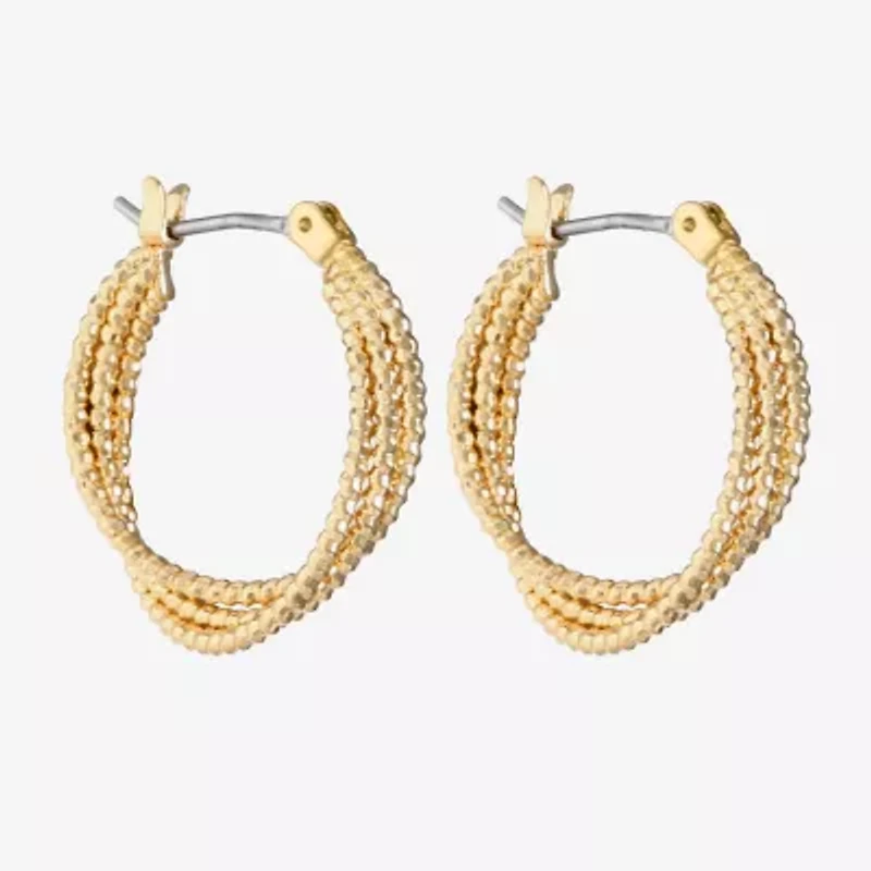 Monet Jewelry Gold Tone Twist Womens 22mm Hypoallergenic Hoop Earrings