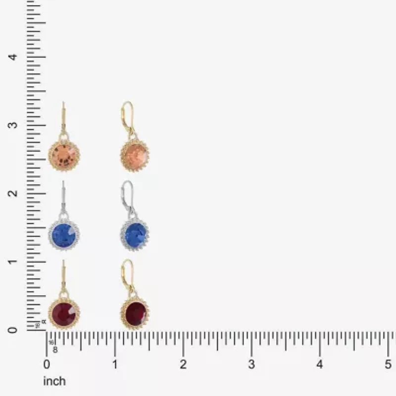 Monet Jewelry Mixed Metal Huggie Drop Womens Multi Color 3 Pair Earring Set