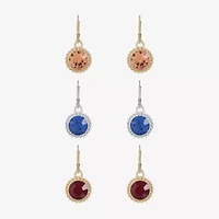 Monet Jewelry Mixed Metal Huggie Drop Womens Multi Color 3 Pair Earring Set