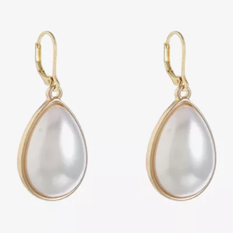 Monet Jewelry Womens White Simulated Pearl Drop Earrings