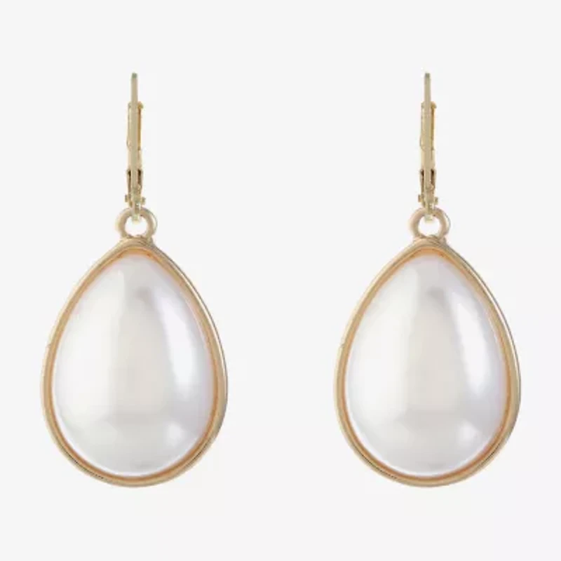 Monet Jewelry Womens White Simulated Pearl Drop Earrings