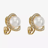 Monet Jewelry Womens White Simulated Pearl Clip On Earrings