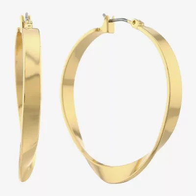 Liz Claiborne Ribbon Womens 36.5mm Hypoallergenic Hoop Earrings