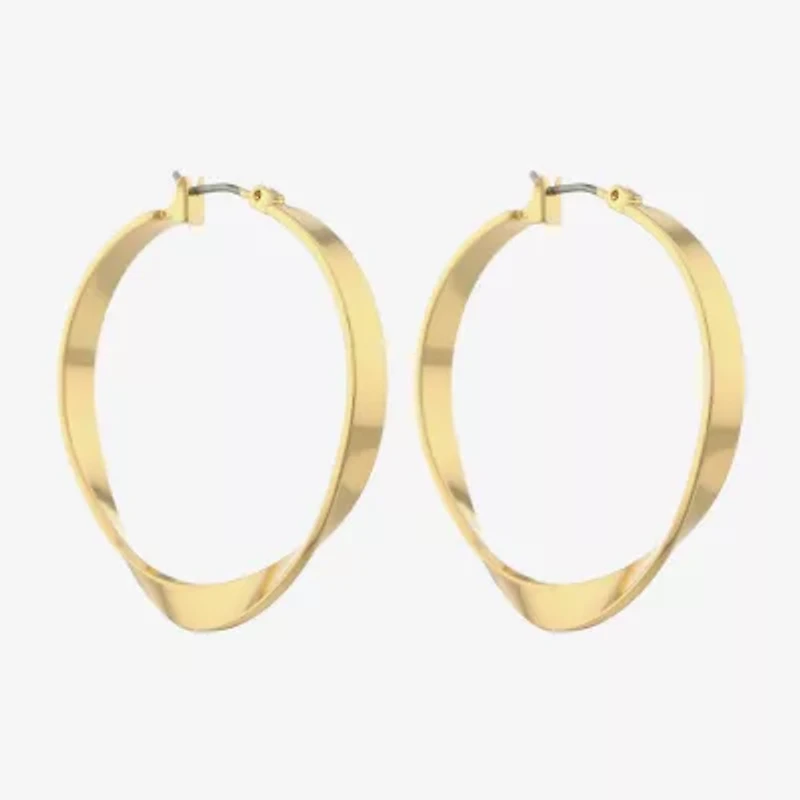 Liz Claiborne Ribbon Womens 36.5mm Hypoallergenic Hoop Earrings
