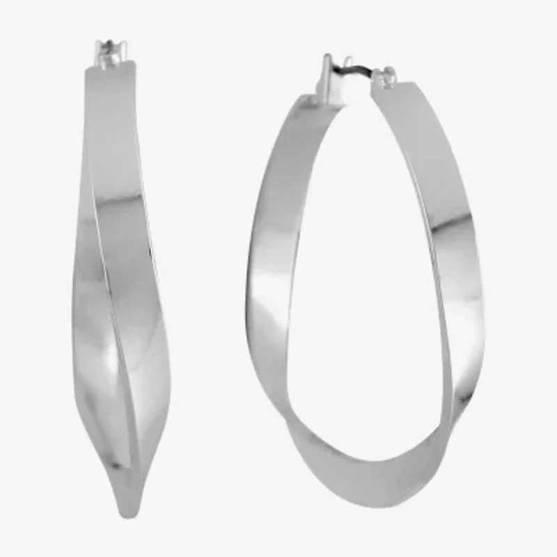 Liz Claiborne Ribbon Womens 36.5mm Hypoallergenic Hoop Earrings