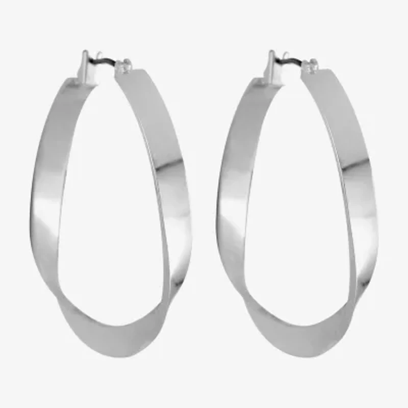 Liz Claiborne Ribbon Womens 36.5mm Hypoallergenic Hoop Earrings