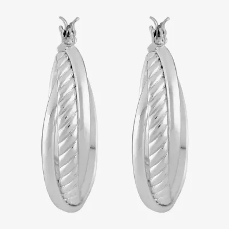 Liz Claiborne® Silver-Tone Textured Hoop Earrings