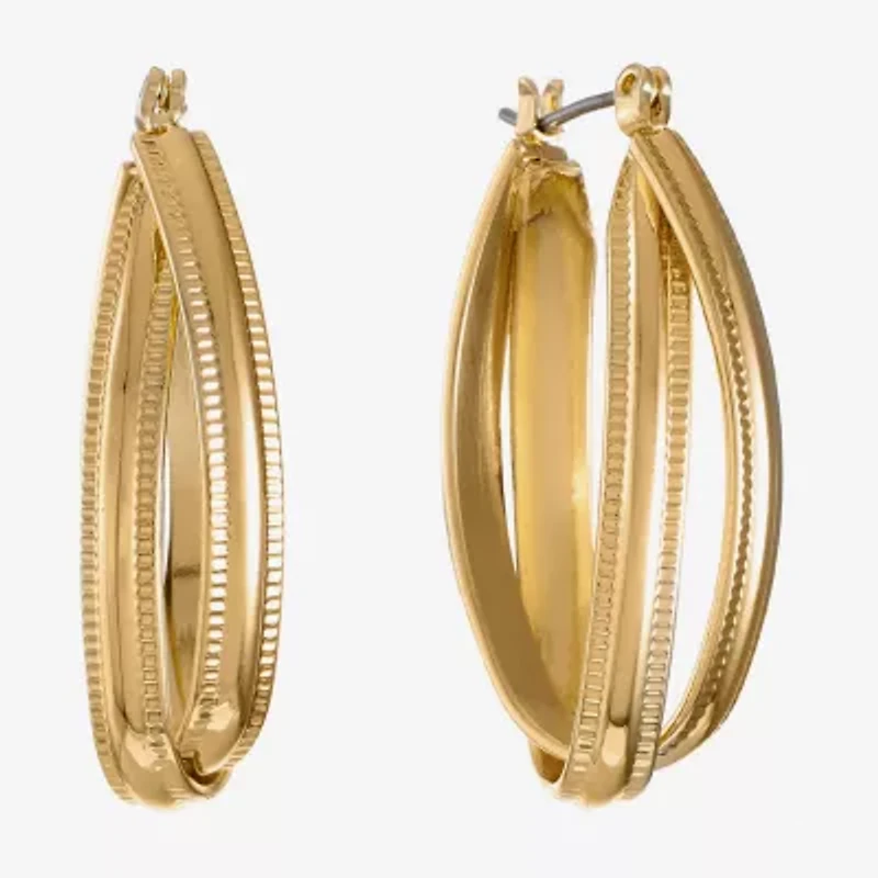 Liz Claiborne Textured Twisted Womens 38.1mm Hypoallergenic Hoop Earrings