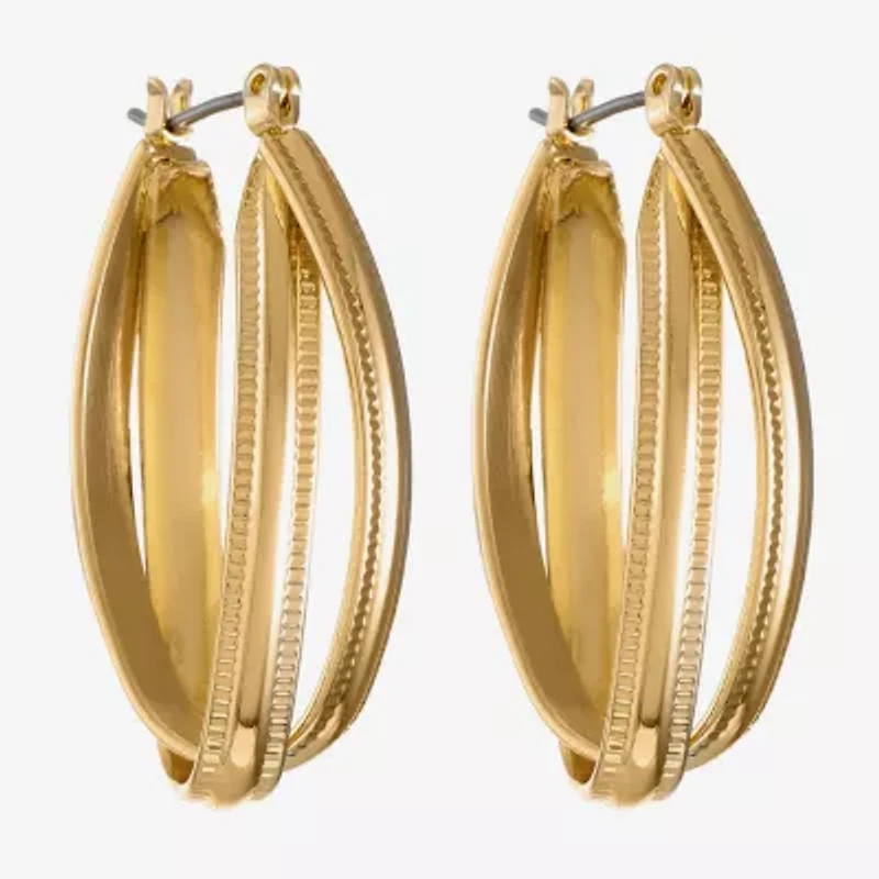 Liz Claiborne Textured Twisted Womens 38.1mm Hypoallergenic Hoop Earrings