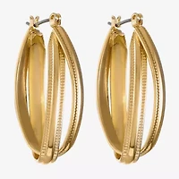 Liz Claiborne Textured Twisted Womens 38.1mm Hypoallergenic Hoop Earrings