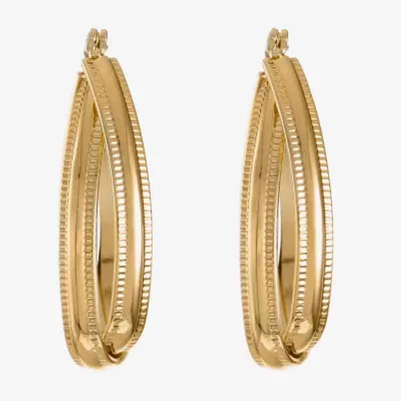 Liz Claiborne Textured Twisted Womens 38.1mm Hypoallergenic Hoop Earrings