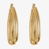 Liz Claiborne Textured Twisted Womens 38.1mm Hypoallergenic Hoop Earrings