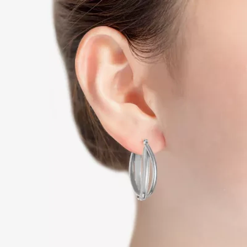 Liz Claiborne Textured Twisted Womens 38.1mm Hypoallergenic Hoop Earrings