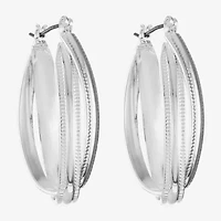 Liz Claiborne Textured Twisted Womens 38.1mm Hypoallergenic Hoop Earrings