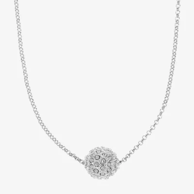 Monet® Silver-Tone Crystal Fireball Pendant Necklace