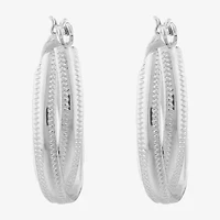 Monet® Silver-Tone Oval 2-Row Hoop Earrings