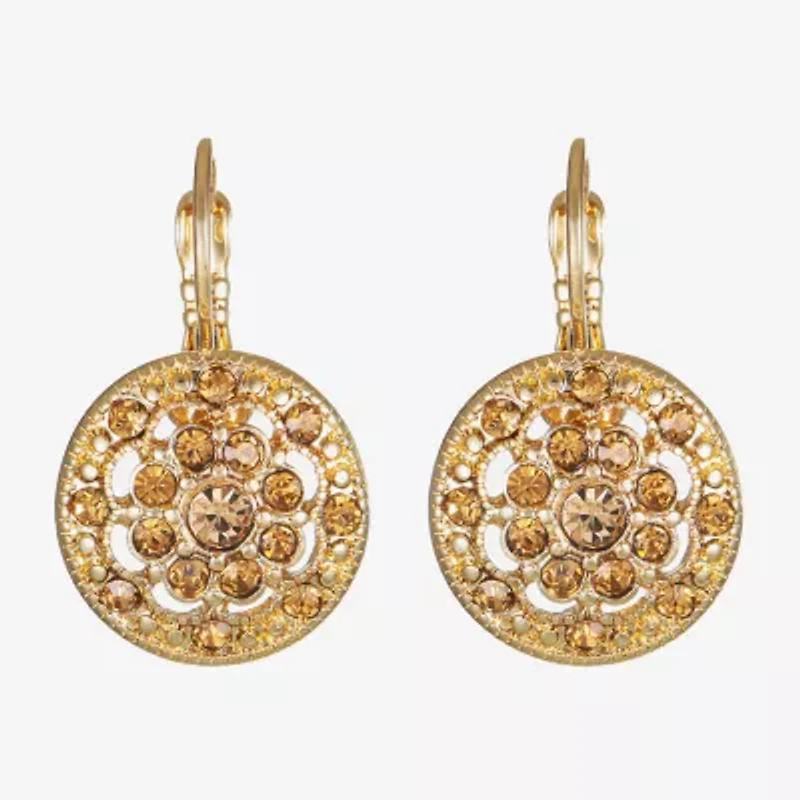 Monet® Gold-Tone Glass Cluster Drop Earrings