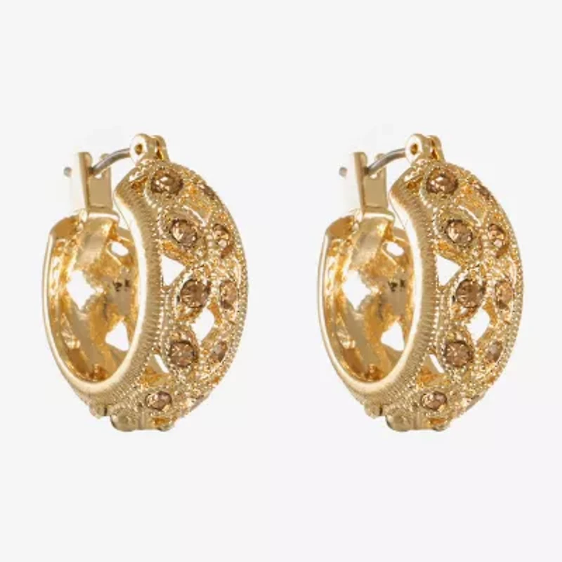 Monet® Gold-Tone Glass Hoop Earrings
