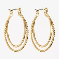 Monet® Gold-Tone 2-Row Hoop Earrings