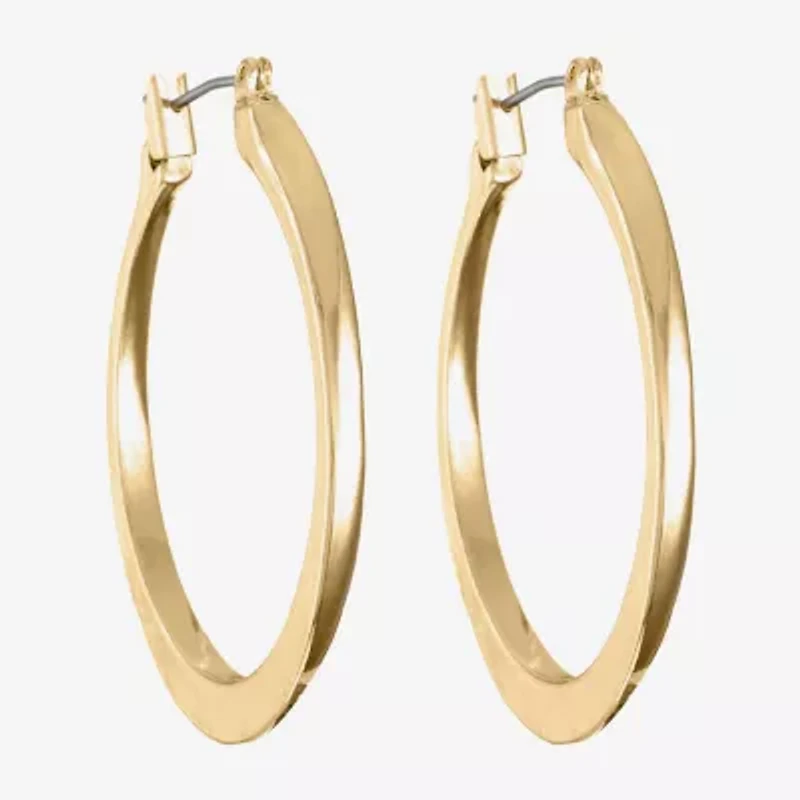 Monet® Gold-Tone Oval Edged Hoop Earrings