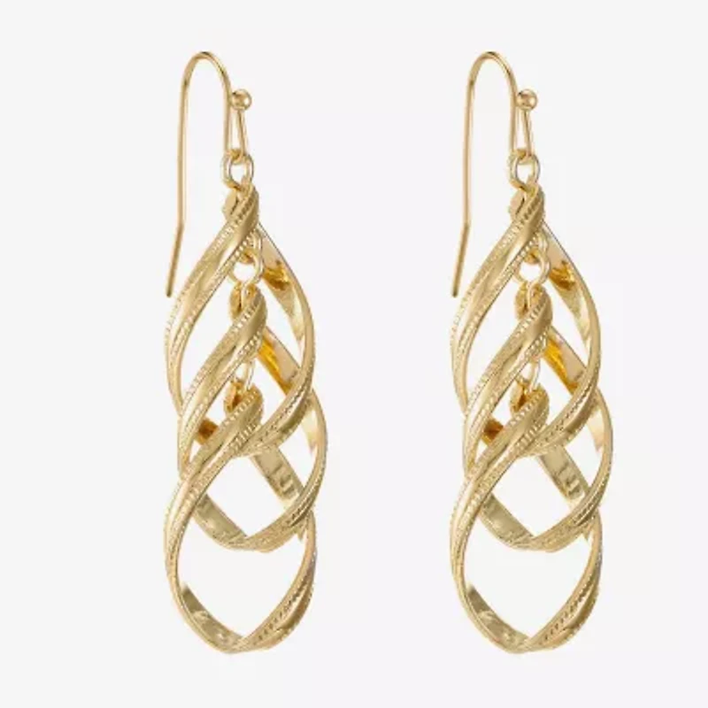 Liz Claiborne Twsited Orbital Womens Hypoallergenic Drop Earrings