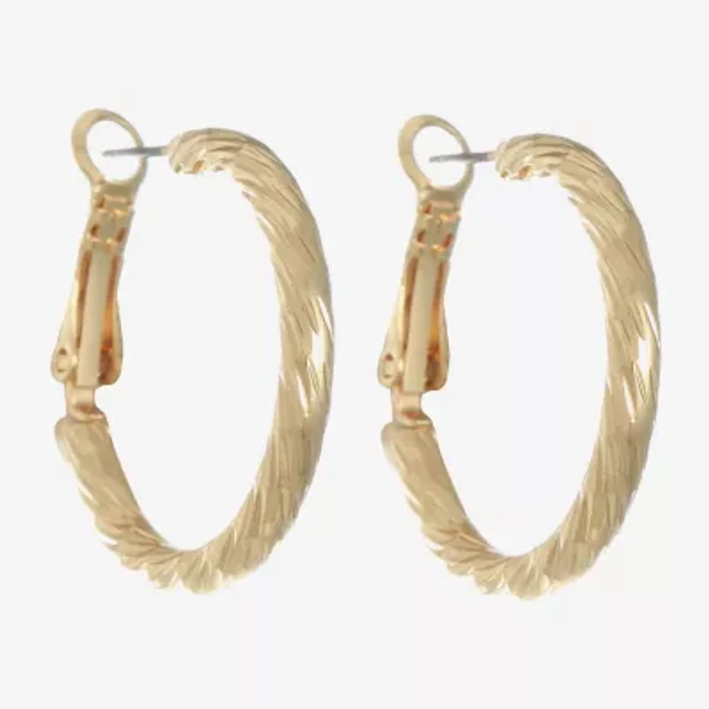 Monet Jewelry Gold Tone Womens 22mm Hypoallergenic Hoop Earrings