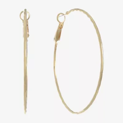 Monet Jewelry Gold Tone Thin Womens 52mm Hypoallergenic Hoop Earrings
