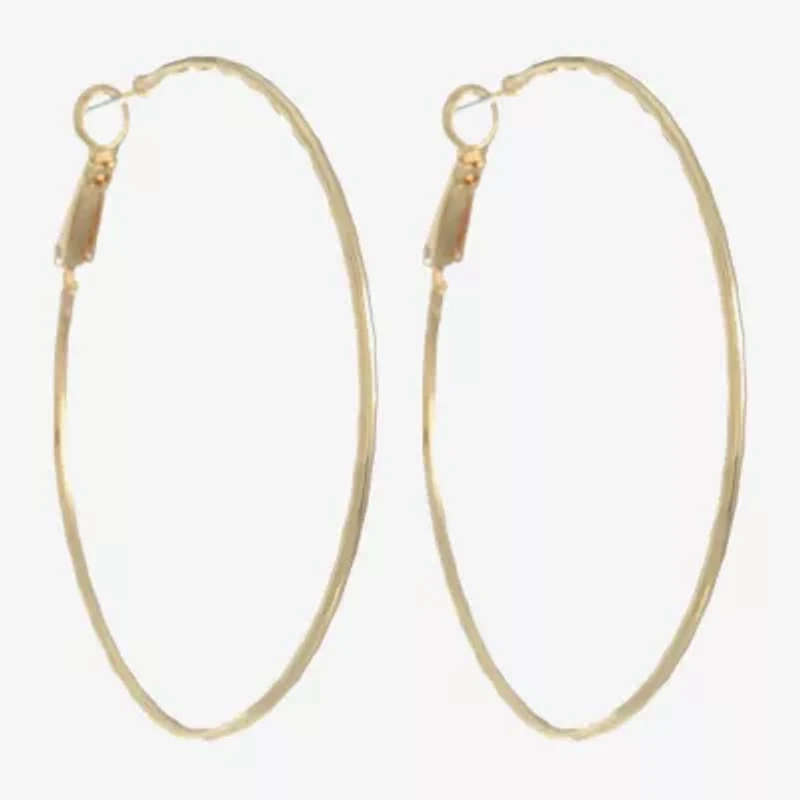 Monet Jewelry Gold Tone Thin Womens 52mm Hypoallergenic Hoop Earrings