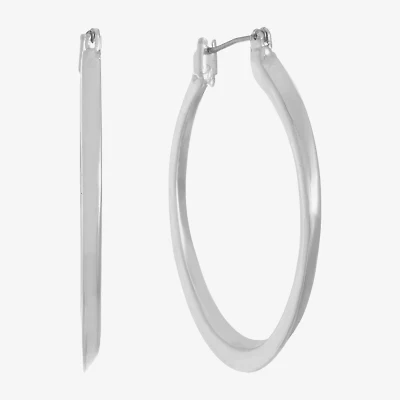 Monet Jewelry Silver Tone Oval Womens 40mm Hypoallergenic Hoop Earrings
