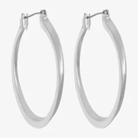 Monet Jewelry Silver Tone Oval Womens 40mm Hypoallergenic Hoop Earrings