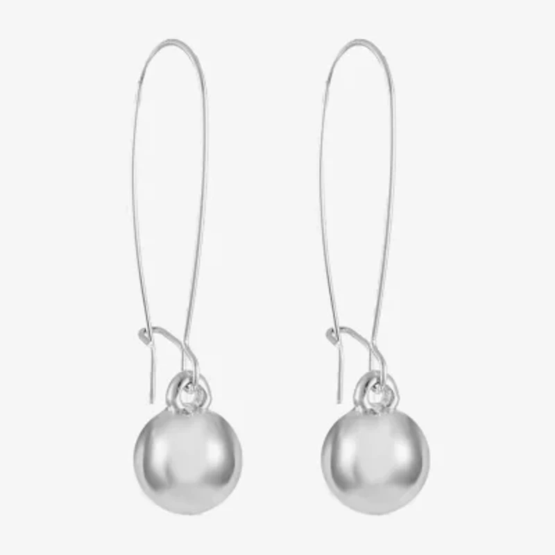 Liz Claiborne® Silver-Tone Bead Drop Earrings