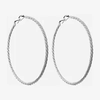 Monet Jewelry Silver Tone Twist Womens 61mm Hypoallergenic Hoop Earrings