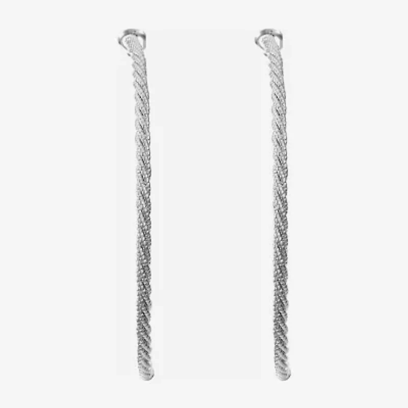 Monet Jewelry Silver Tone Twist Womens 61mm Hypoallergenic Hoop Earrings